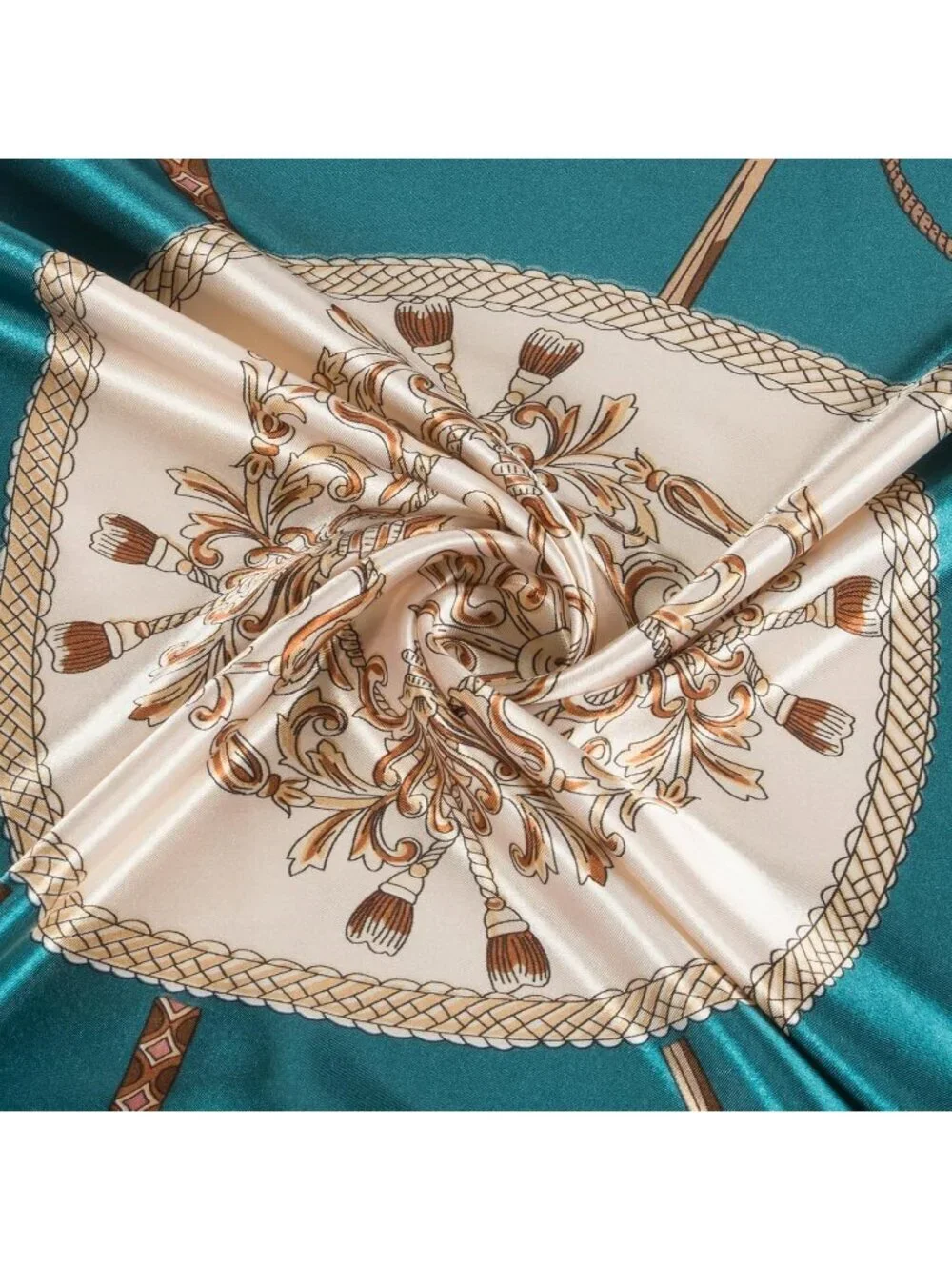 Women's Turquoise Printed Square Scarf Bandanas Hair Scarf 35 Inches